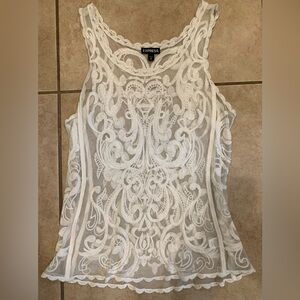 Express Gorgeous White Lace Tank Top. Size: XS